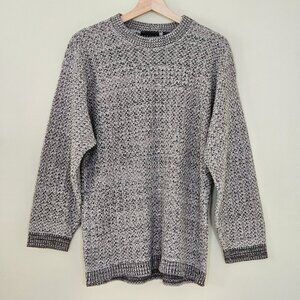 Profilo Sport Sweater Mens XL Marled Beige LS Crew Neck Wool Blend Preppy VTG